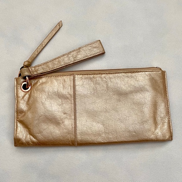 HOBO Handbags - HOBO Vida Clutch Wristlet Gold Metallic Leather
